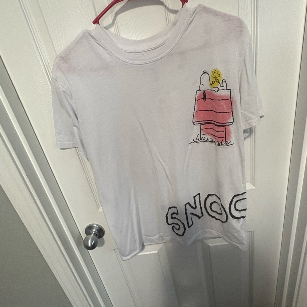 Peanuts White Tee with Snoopy and Woodstock Design